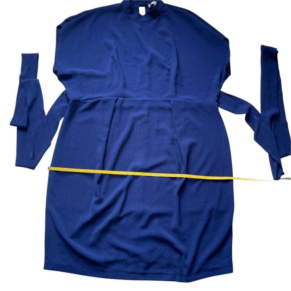 Closet London Blue High Neck Belted Dolman Sleeve Midi Dress SZ 8 - Picture 9 of 12
